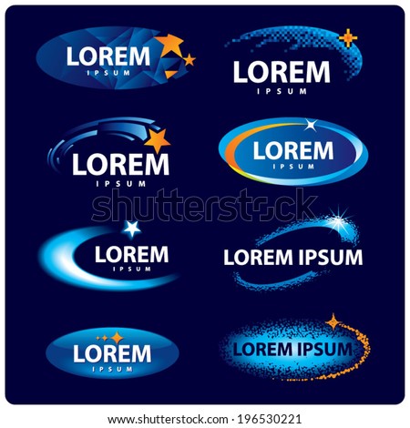 Set of abstract space stars signs. Logo design templates.