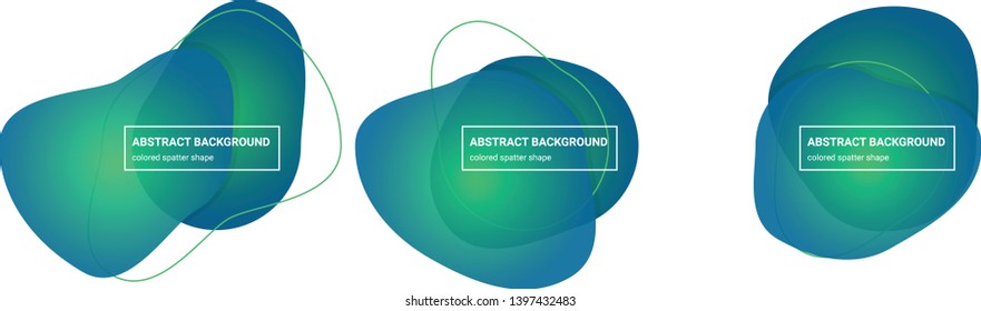 Set of abstract spatter shapes background teplates in Emerald, Bahama-Blue colors for banners, flyers, websites, brochures etc.