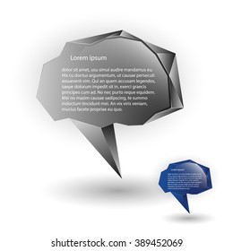 Set of abstract speech balloons or talk bubbles of black crystal glass pattern. 
