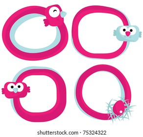 Set of abstract speech bubbles with birds, vector