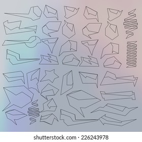 Set of abstract speech bubbles of crystal glass pattern and thin line. Good as label template for business