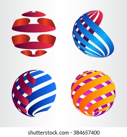 Set of abstract sphere logo. Template for logotype.