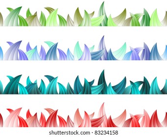 Set of abstract spiky seamless borders illustration