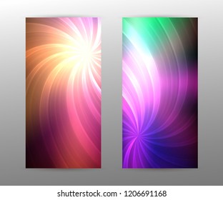 Set Abstract spiral background of bright glow perspective with lighting blue yellow twist lines. Can be used for business brochure, flyer party, design banners, cover book, label