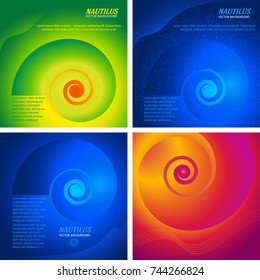 Set Abstract spiral background of bright glow lighting twist lines. Vector Illustration eps 10 for elegant vertical business card. Can be used for business brochure, flyer party, design banners, label