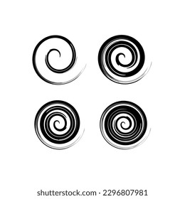 set of abstract spiral brush element vector
