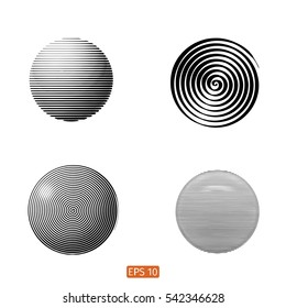 Set of Abstract spiral element. Swirling, twirling shape. Vector. No gradient