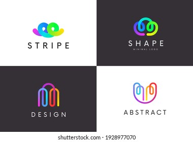 Set von abstrakten Logoschildern mit Spiralverlauf-Zeichen. Moderne Logotype Abstraktion.