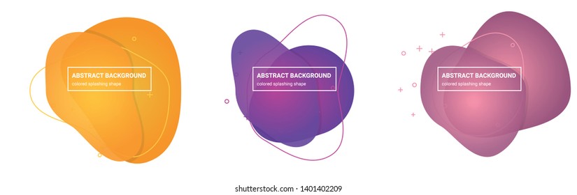 Set of Abstract splashing shapes Background Templates in Pink-Salmon, Tapestry, Medium-Red-Violet, Royal-Purple, Tree-Poppy, Sunglow Gradients Colors for Logo, Flyer, Website etc.