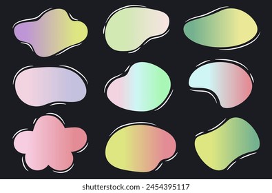 Conjunto de fondos de manchas abstractas. Delicados fondos de gradiente de primavera. Vector colección.