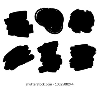 Set of abstract spots. Black blotch on isolated background. Collection of black stains. Abstract background. Backdrops for design. Greeting card. Art creation. Doodles for any inscriptions