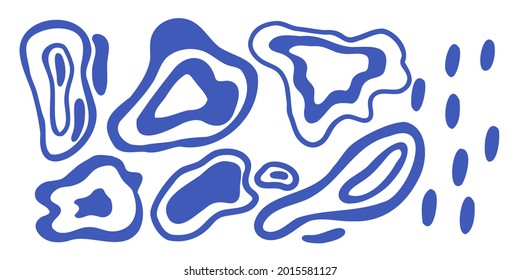 set of abstract spots. Hand drawn doodle of various shapes. Modern trendy vector illustration. Each background is isolated.