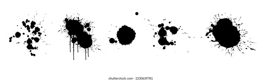 A set of abstract spots, splashes, blots, ink smudges. Vector graphics.