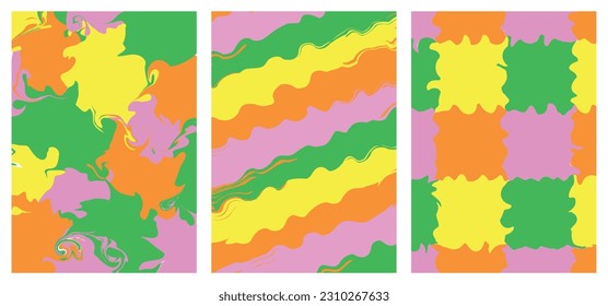 Set abstract spring multicoloured background with marble liquid effect