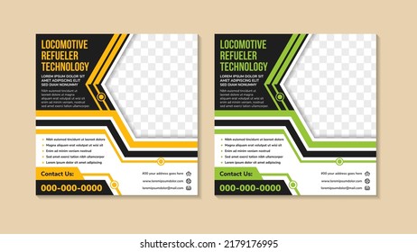set of abstract square background concept with hexagon for technology social media banner, brochure, flyer design in black white background. space for photo collage and text. square layout