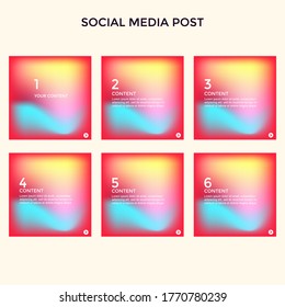 SET ABSTRACT SQUARE BACKGROUND DESIGN PASTEL GRADIENT MESH COLOR WITH COPY SPACE AREA TEMPLATE VECTOR GOOD FOR SOCIAL MEDIA POST, COVER, POSTER, BROCHURE