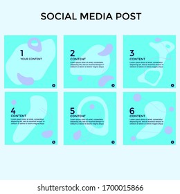 SET ABSTRACT SQUARE BACKGROUND WITH ORAGNIC SHAPES DESIGN PASTEL COLOR TEMPLATE VECTOR GOOD FOR SOCIAL MEDIA POST, COVER, POSTER, BROCHURE