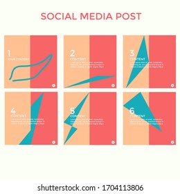 SET ABSTRACT SQUARE BACKGROUND WITH ORAGNIC SHAPES DESIGN PASTEL COLOR TEMPLATE GOOD FOR SOCIAL MEDIA POST, COVER, POSTER, BROCHURE
