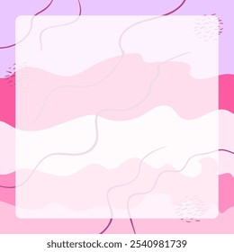 Set of abstract square background in pastel colors with curved lines. Modern geometric Memphis texture. Stock vector illustration in minimalist simple doodle style