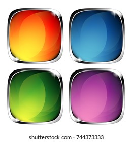Set of abstract square backgrounds with a silver frame, with space for your text. Vector illustration.