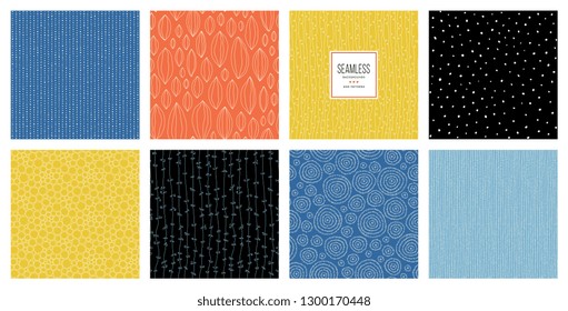 Set abstrakter quadratischer Hintergründe und Skizzentexturen. Vektorillustration.