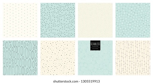 Set of abstract square backgrounds and sketch dots textures. Vector illustration.