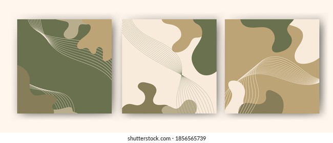 Set of abstract square banner template. Flat design vector isolated