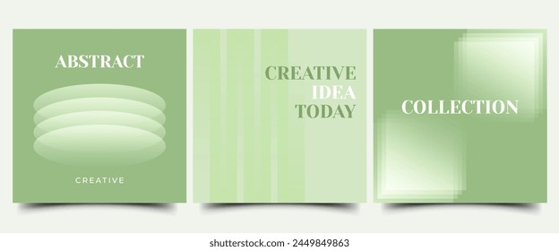 set of abstract square banner template. Green bright color background with abstract gradient shape