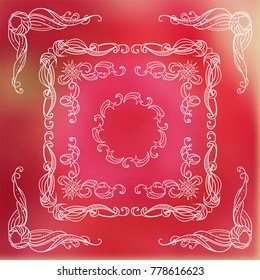 Set of abstract square frames, corners, dividers, ornate vintage style. Set 2 from 6 