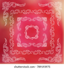 Set of abstract square frames, corners, dividers, ornate vintage style. Set 1 from 6 