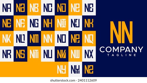 Set of abstract square initial letter N NN logo design