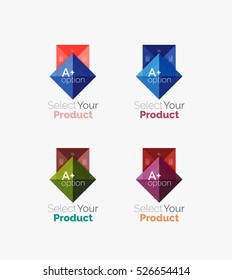 Set of abstract square interface menu navigation buttons with sample infographic content
