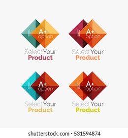 Set von abstrakten Navigationstasten für die quadratische Benutzeroberfläche mit Beispielinfografie