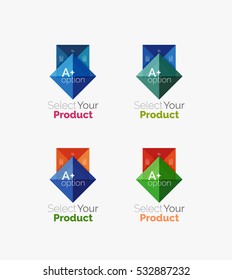 Set of abstract square interface menu navigation buttons with sample infographic content