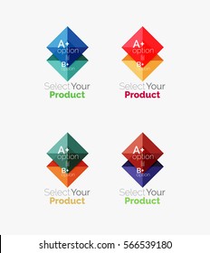 Set of abstract square interface menu navigation buttons with sample infographic content