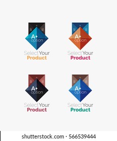 Set of abstract square interface menu navigation buttons with sample infographic content