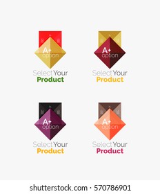 Set of abstract square interface menu navigation buttons with sample infographic content
