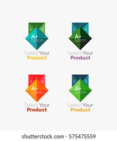 Set of abstract square interface menu navigation buttons with sample infographic content