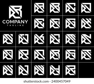 Set of abstract square letter R RR logo design