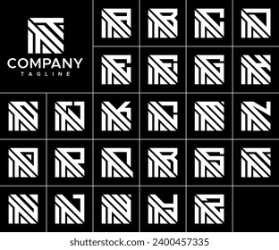 Set of abstract square letter T TT logo design