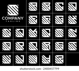 Set of abstract square letter W WM logo design