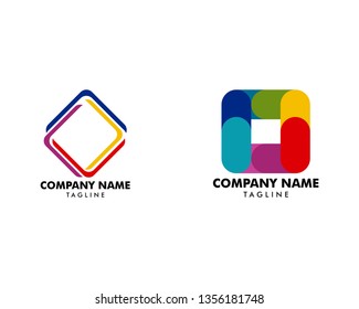 Set of Abstract square logo design template