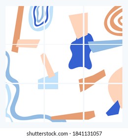 set of abstract square template with abstract modern shape and doodle element vector illustration. Good for social media posts, mobile apps, banners design and ads.