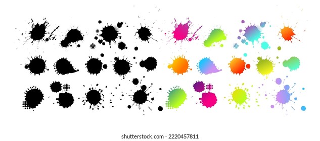 Set of abstract stains, blots, splashes and smudges. Multicolored blots. Vector graphics illustration