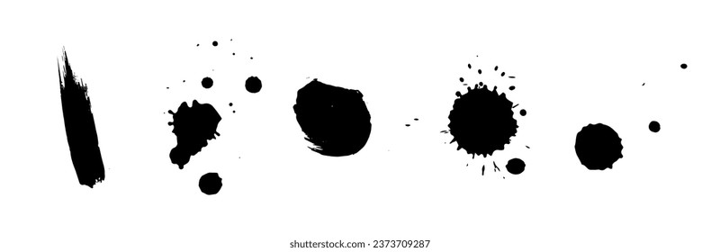 Conjunto de manchas, manchas, salpicaduras y manchas abstractas.Gráficos vectoriales.	