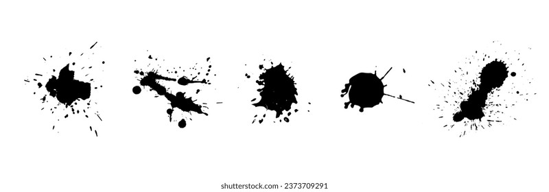 Set of abstract stains, blots, splashes and smudges.Vector graphics.	