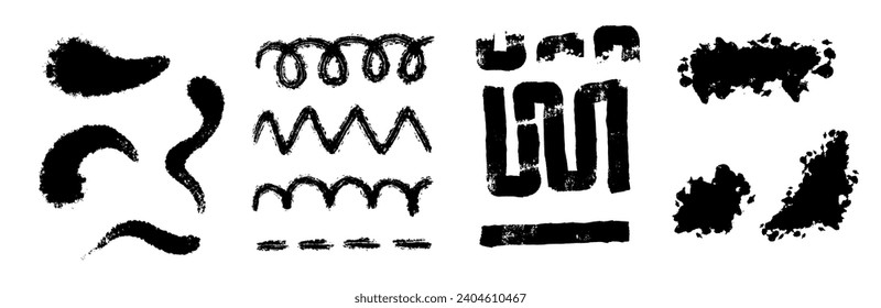 Set of abstract stains, blots, splashes and smudges.Vector graphics.	