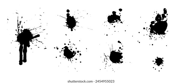 Set of abstract stains, blots, splashes and smudges.Vector graphics.	