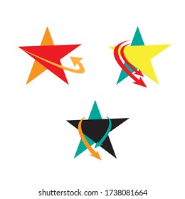 Set of abstract star arrow logo design 
