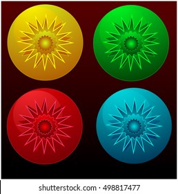 Set of abstract star icons( green, blue, red and yellow) 